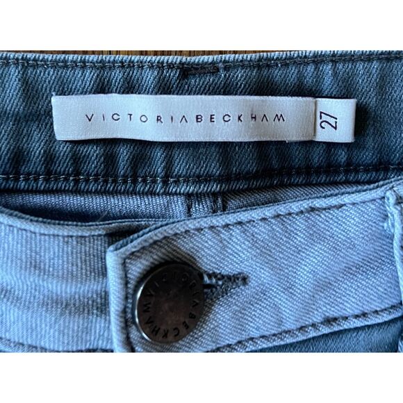 VICTORIA BECKHAM Gray Cotton Skinny Jeans Ankle Zip Pants Women's Size 27 - Picture 3 of 10